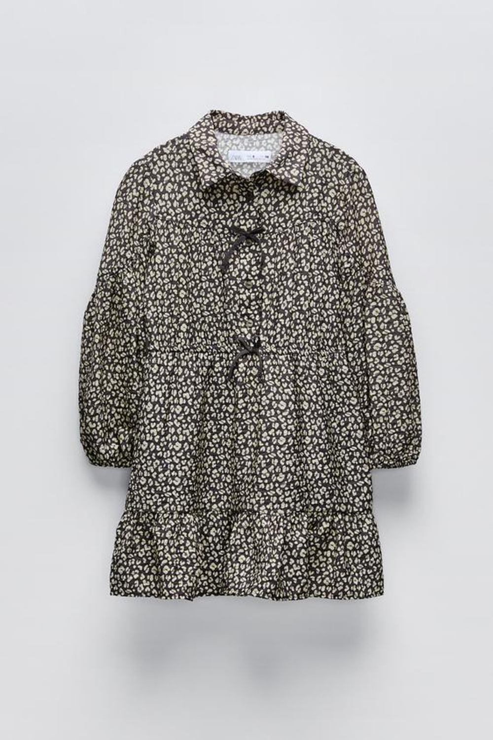 ZARA ПЛАТЬЕ-РУБАШКА С ЛЕОПАРДОВЫМ ПРИНТОМ, АНТРАЦИТОВО-СЕРЫЙ