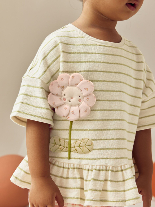 Футболка и легинсы в комплекте для девочки Next E51-368, Молочный, Розовый