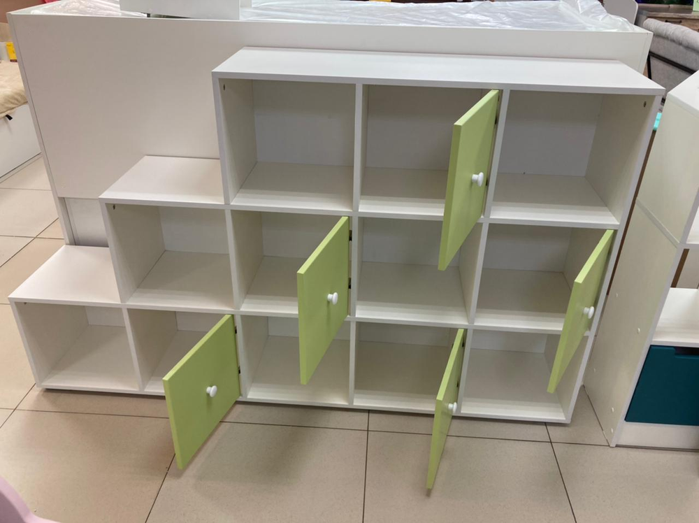 Стеллаж В9 МДФ белый/мята