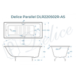 Ванна чугунная Delice Parallel 170х80 с ручками и антискользящим покрытием DLR220502R-AS