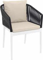 Кресло пластиковое с подушками Siesta Contract Portofino, белый, черный, бежевый