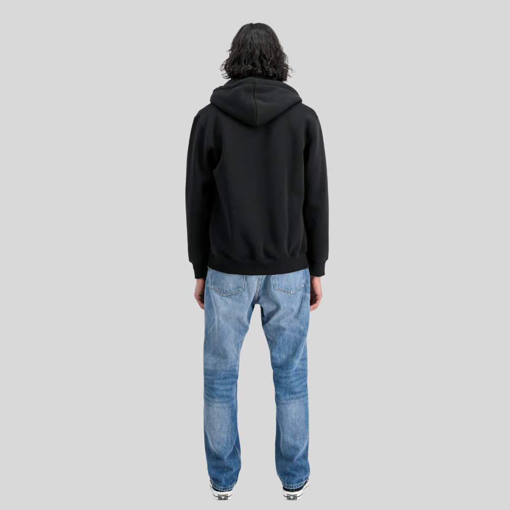 Толстовка Alpha Industries Basic Big Logo Zip Hoodie (Чёрная)