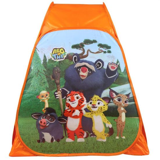 Палатка детская игровая ЛЕО и ТИГ 81х90х81см, в сумке ИГРАЕМ ВМЕСТЕ