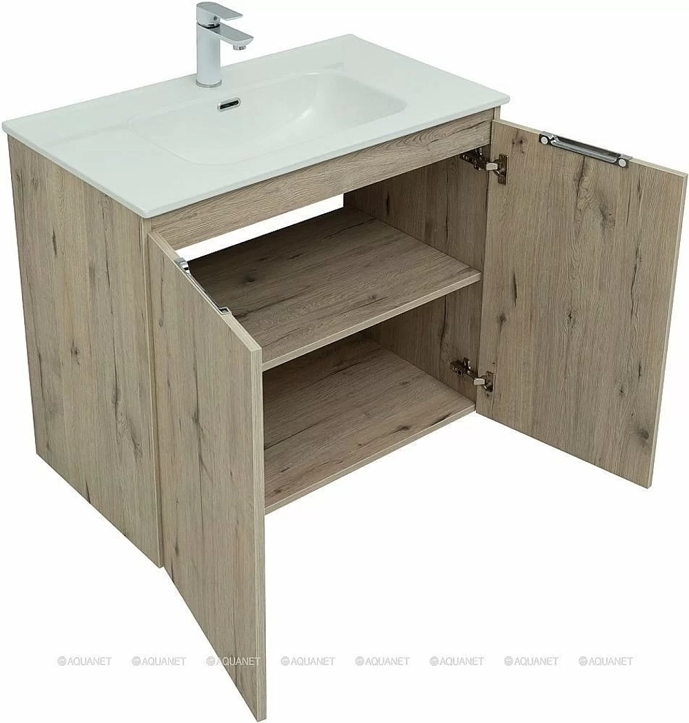 Тумба с раковиной Aquanet Алвита New 277529 80 дуб веллингтон