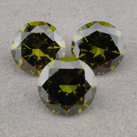 Фианит круглый, Olive Green