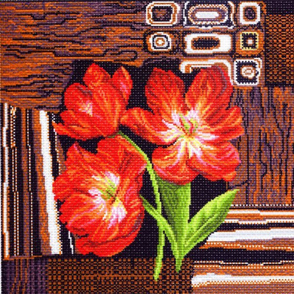 "Тюльпаны на ковре"-1267 канва с рисунком