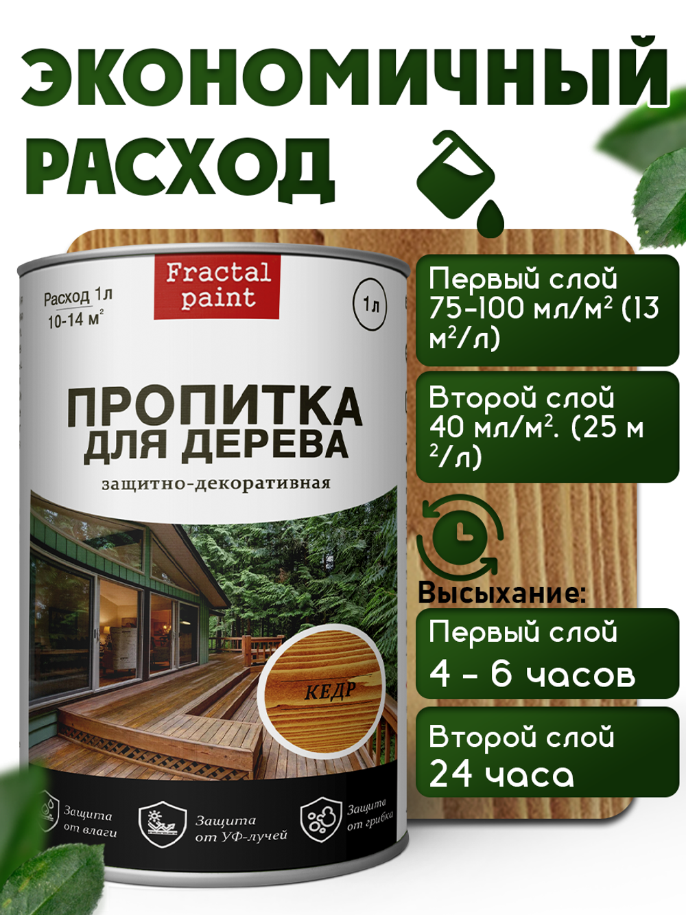 Пропитка для дерева защитно-декоративная «Кедр»