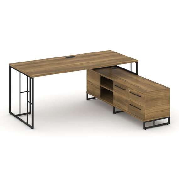 Rift Direct Стол руководителя на опорной тумбой RF.SRT-25 (R) Сандал Янтарный/Металл Черный/Черный Р