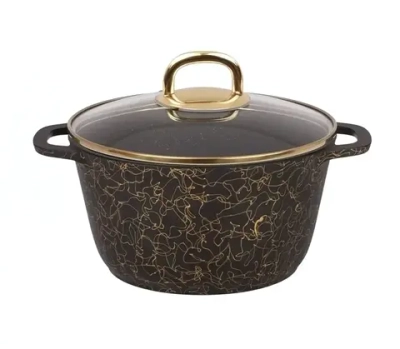 Кастрюля 3,5л «Грация» (черный/золото) со стеклянной крышкой КМ-кчз35а