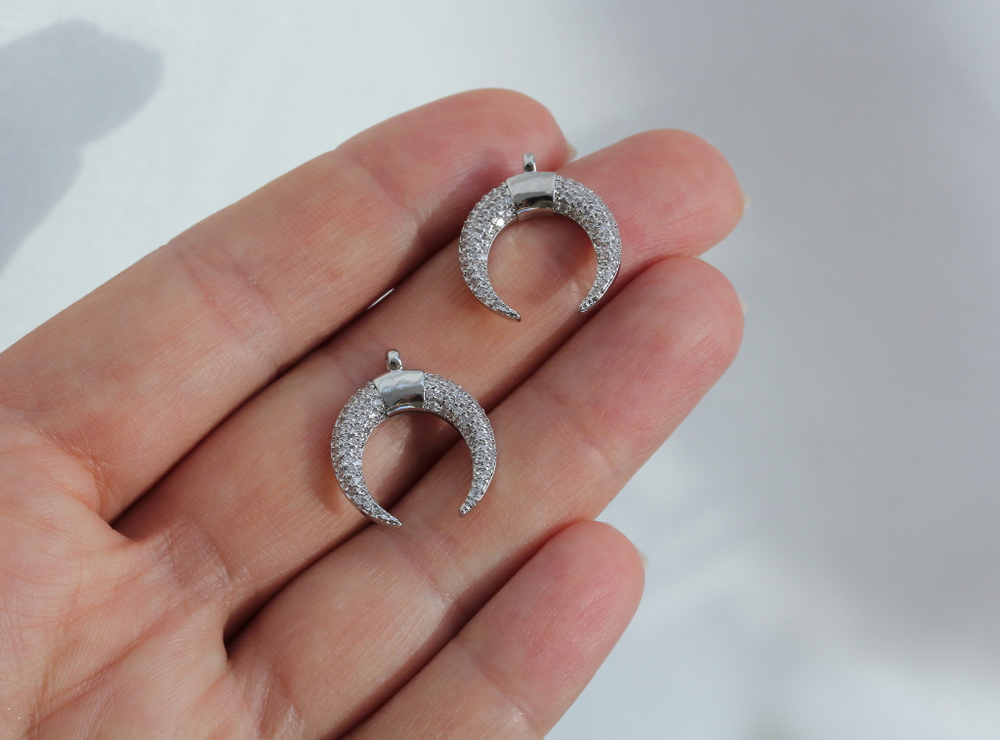 Подвеска Лунница, 18.5мм со стразами