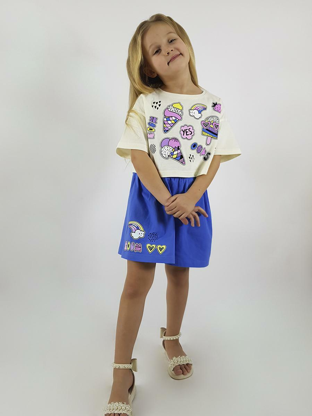 02-104-5 Комплект для девочки (фуфайка и шорты) Luneva.
