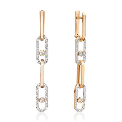 Серьги с английским замком из красного золота с фианитами 02-5551-00-401-1110