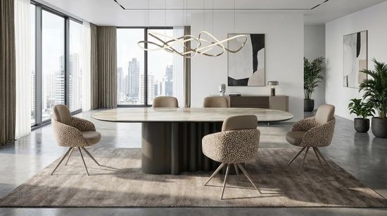 Стол ПАПЕЛ (PAPEL) 280, испанская керамика, глянцевая/ Коричневый графит каркас