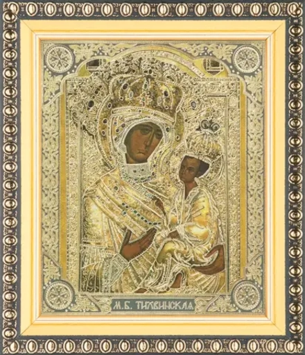 Икона БМ "Тихвинская" в ризе 10х12 в раме 13х15