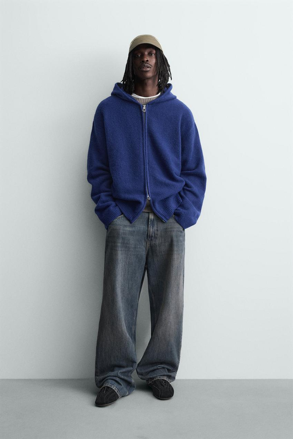 ZARA КАРДИГАН С КАПЮШОНОМ, ЯРКО-СИНИЙ