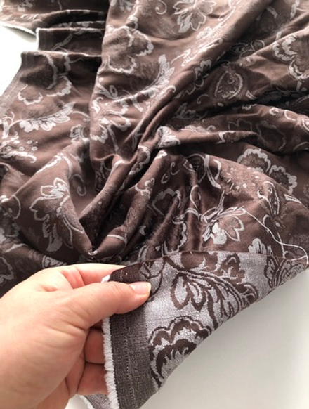 Портьерная ткань винтажный хлопковый жаккард Friderika col. 160 коричневый (высота 280 см, Индия)