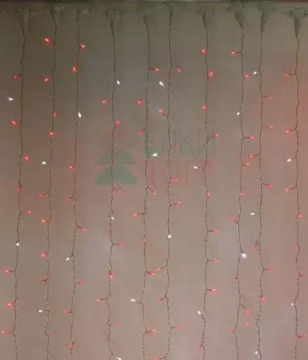 Светодиодный занавес с белым бликующим диодом 2*3 м, 220V., 600 красных LED ламп, прозрачный ПВХ, Beauty Led (PCL600BLW-10-2R)