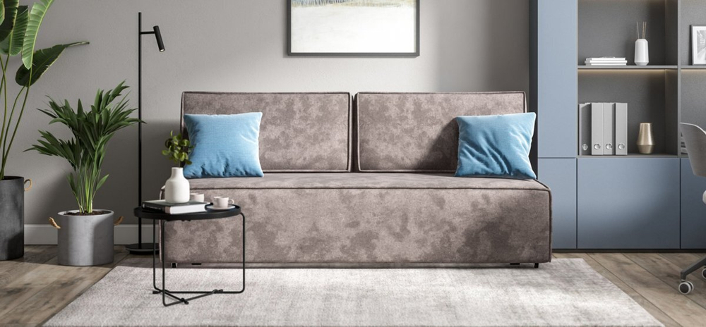 Диван Норд мини Велюр Алькантара серый