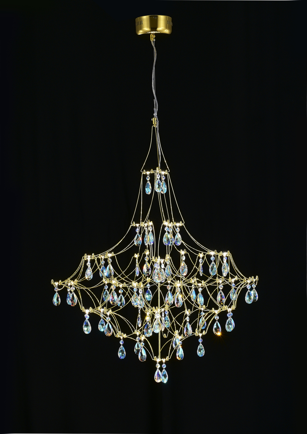 Подвесная люстра светодиодная с пультом и хрустальными подвесками K9 MyFar Allegria MR2642-66P-50СD