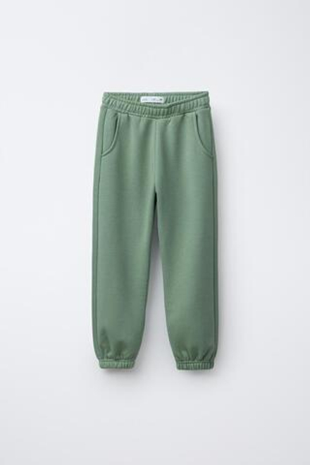 ZARA БАЗОВЫЕ БРЮКИ-ДЖОГГЕРЫ ИЗ МЯГКОЙ ТКАНИ, ЗЕЛЕНЫЙ