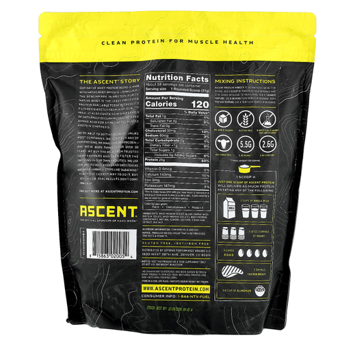 Ascent, Native Whey Protein Blend, Vanilla Bean, 4 lb (1.8 kg)