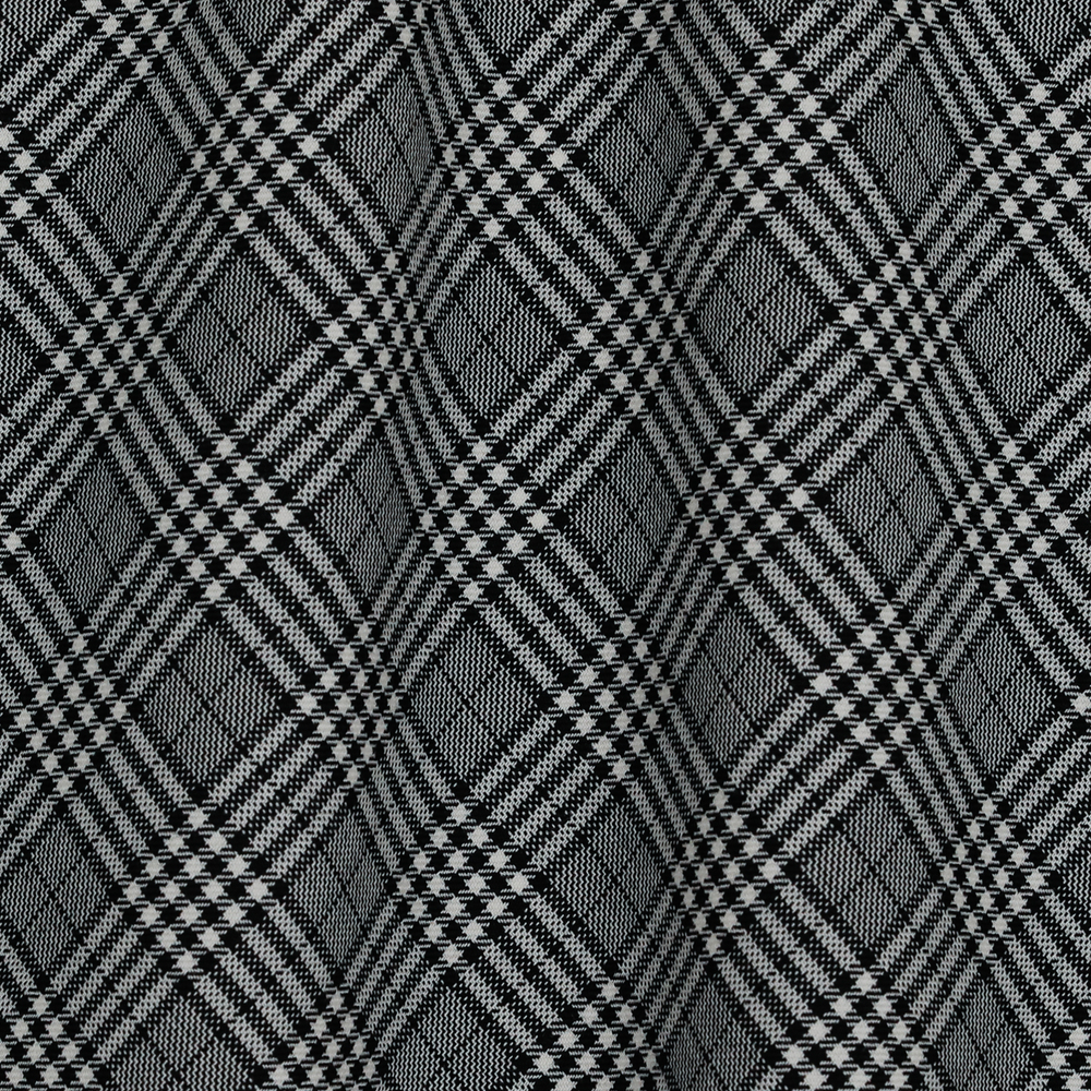 Шерстяная костюмная ткань в чёрно-белую клетку в четыре линии