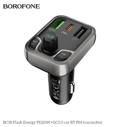 FM модулятор Borofone BC38 PD20W+ QC3.0 BT/USB/SD/FM, черный