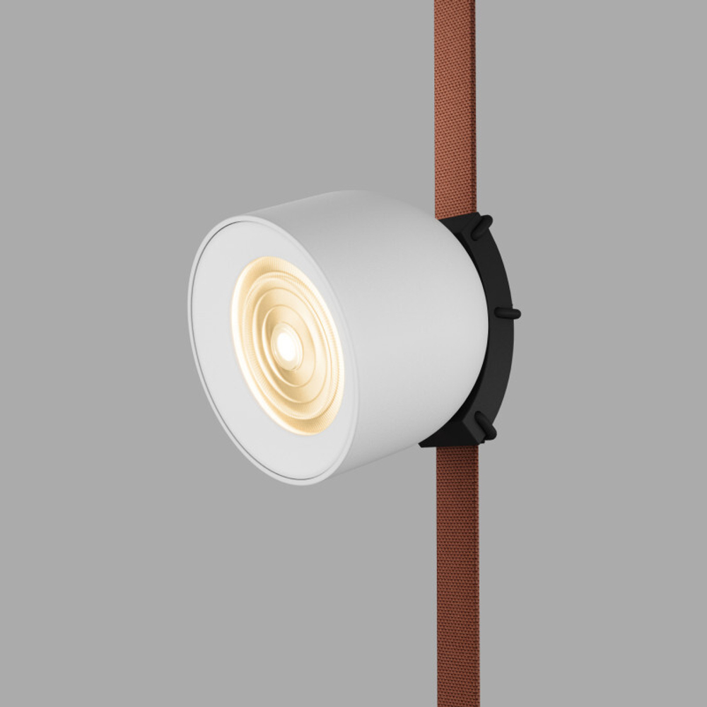 DK5541-WH+BK Поворотный светильник для трека-ремня Belty, серия Spot, со светодиодом, D100*H107мм, 48V DC, 12W, RA90, 38°, 3000K, IP20, белый с черным, алюминий