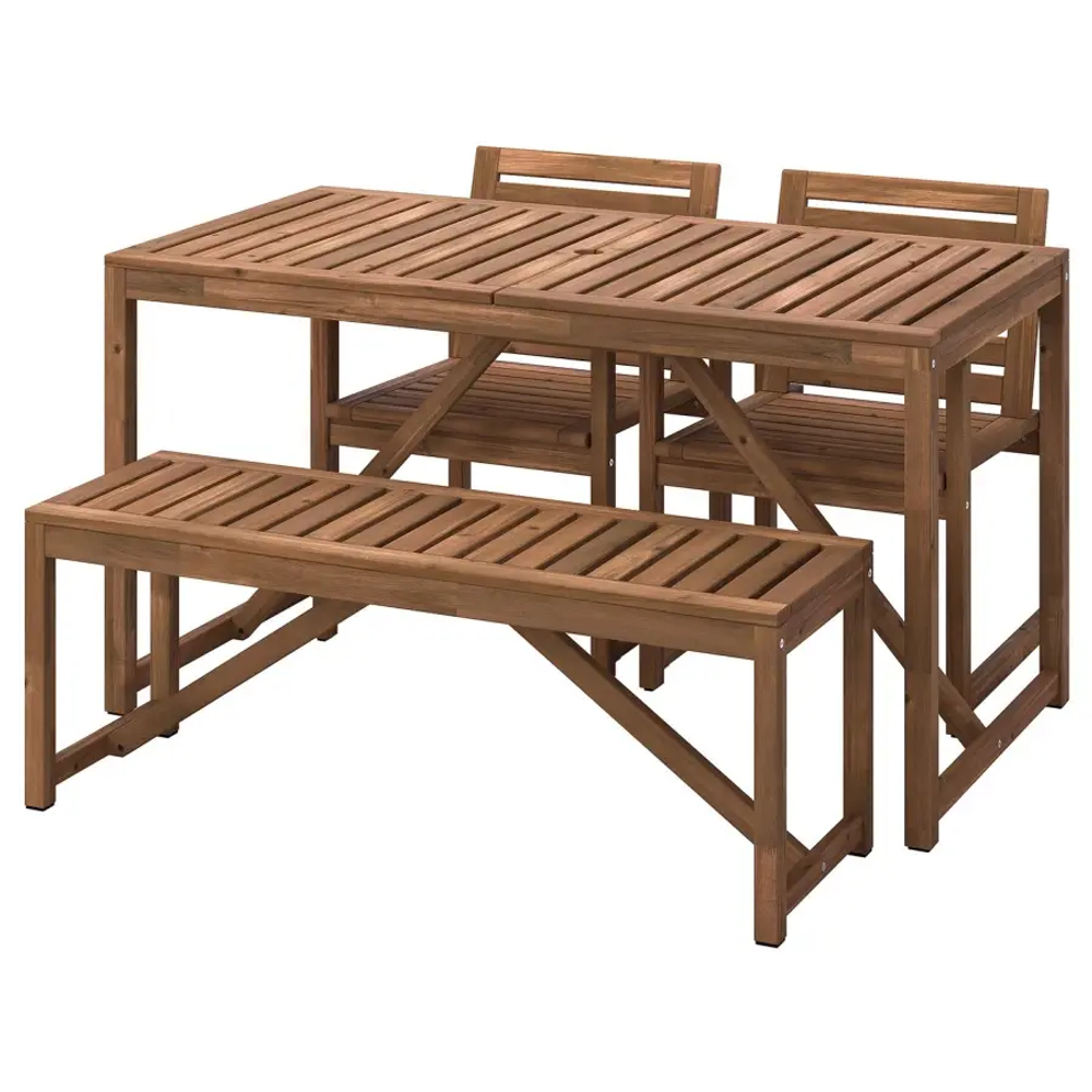 Стол + 2 стула и скамейка  - NÄMMARÖ IKEA/НАММАРО ИКЕА, 140х75х75 см, коричневый