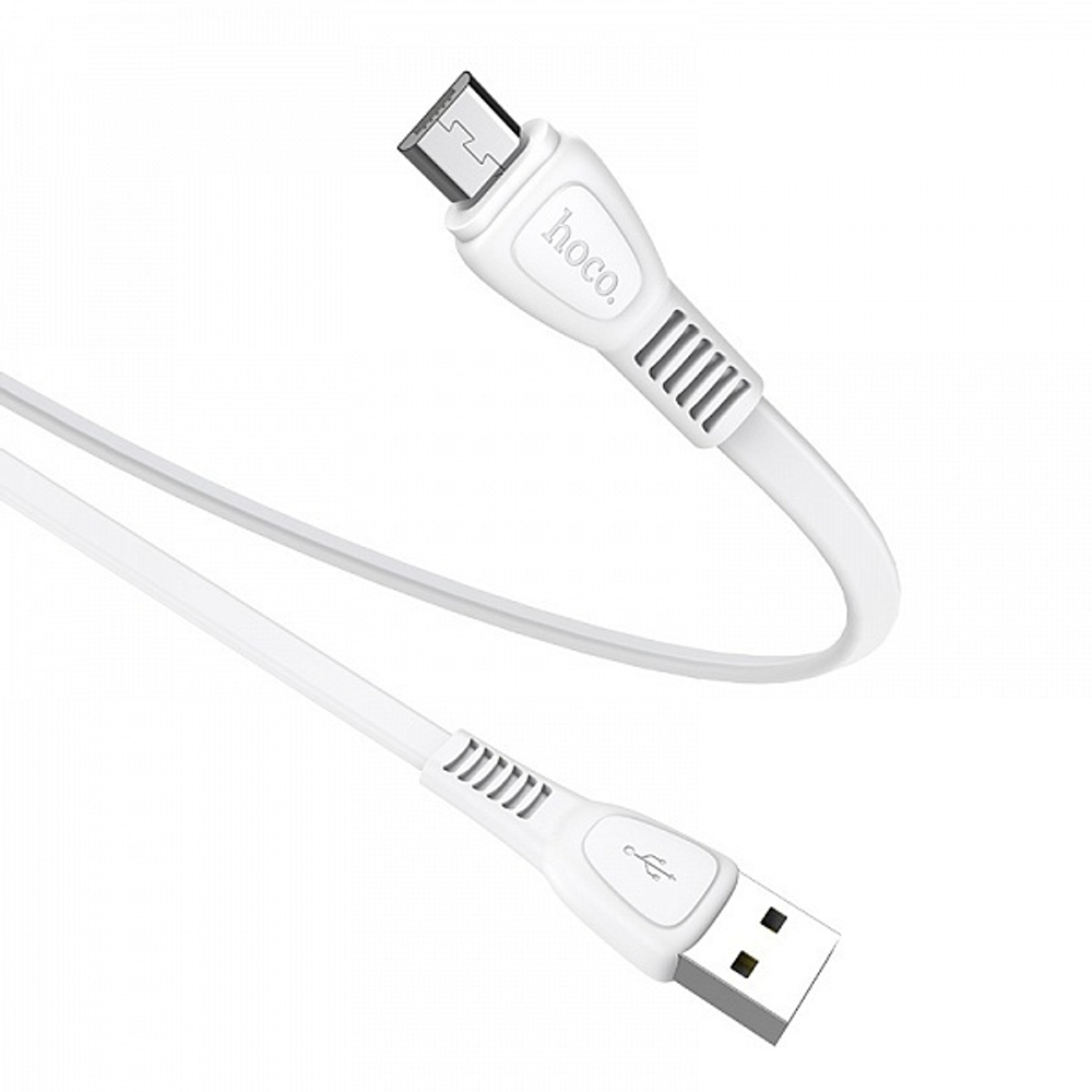 Кабель HOCO X40 USB-microUSB 2.4A 1м плоский TPE White