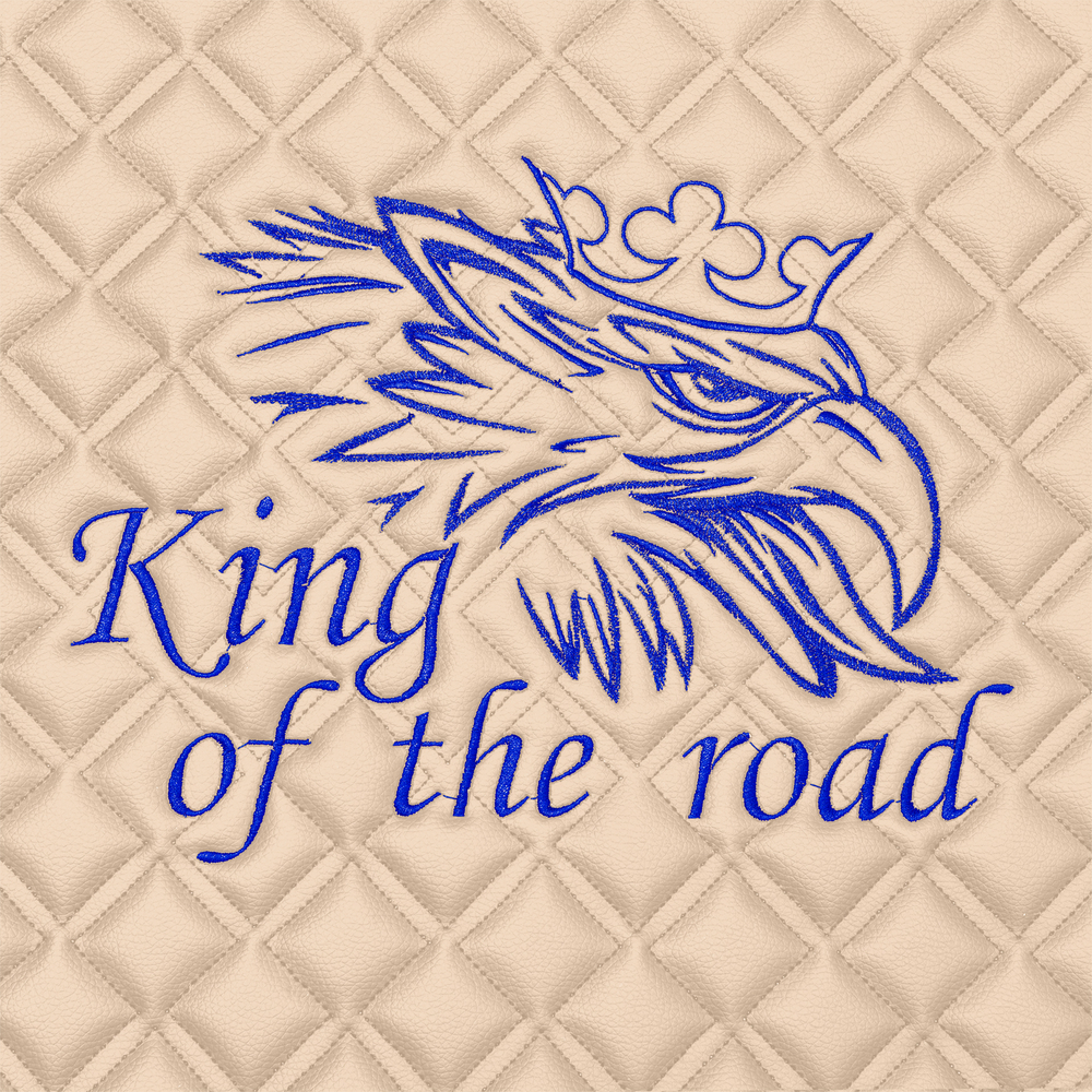 Ковры SCANIA 5 серии G (автомат), (экокожа, бежевый, бежевый кант, синяя вышивка)