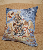 Декоративный гобеленовый чехол для интерьерной подушки На кануне Рождества 38*38
