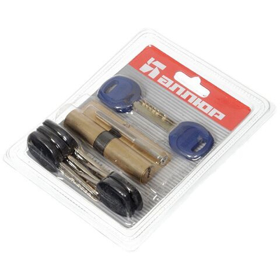 Личинка замка двери Аллюр, DL-01 BP, 7 834, 75 мм, ключ-вертушка, латунь, 5 ключей + 2 монтажных