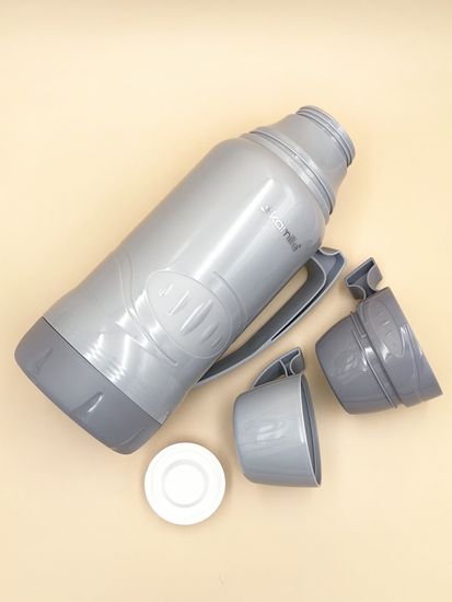 Термос 1,8 л. со стеклянной колбой Kamille KM 2032 пластиковый, 2 чашки