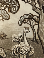 Картина "Страус под деревьями" 30 см на 40 см. Акрил на картоне. Авторская работа. Единственный экземпляр.