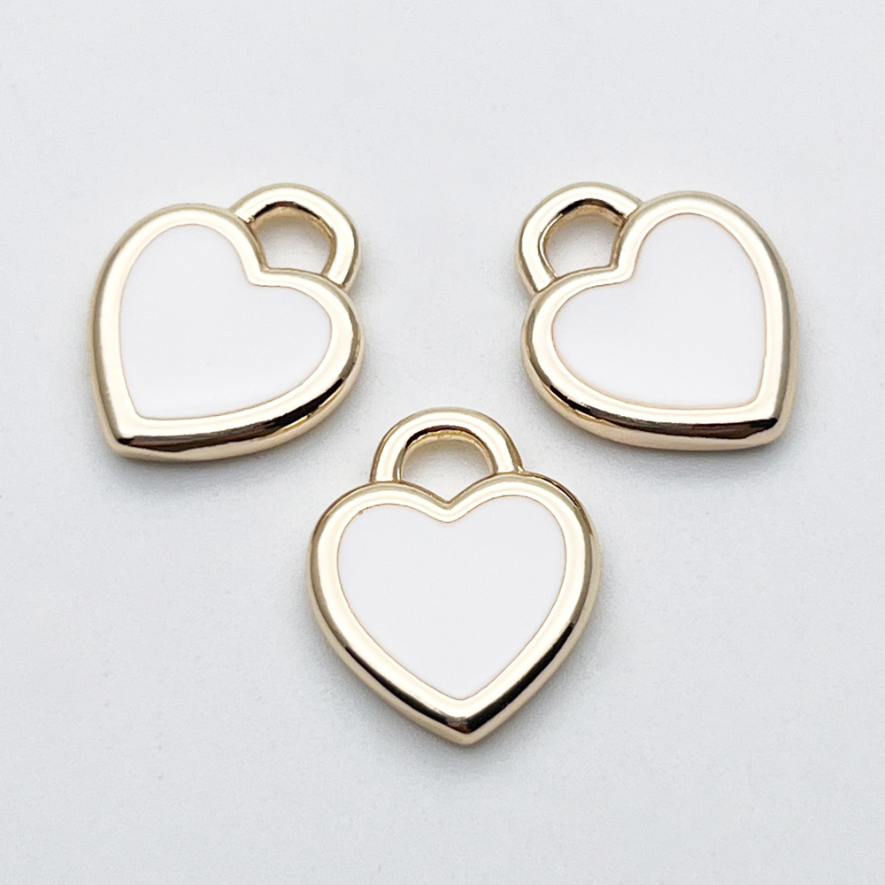 Подвеска Сердце, цвет золото+белый, размер 15*13 мм, цена за 1 шт