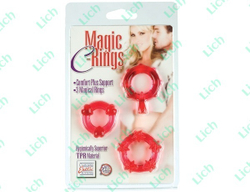 Набор из 3-х красных эрекционных колечек MAGIC C-RINGS