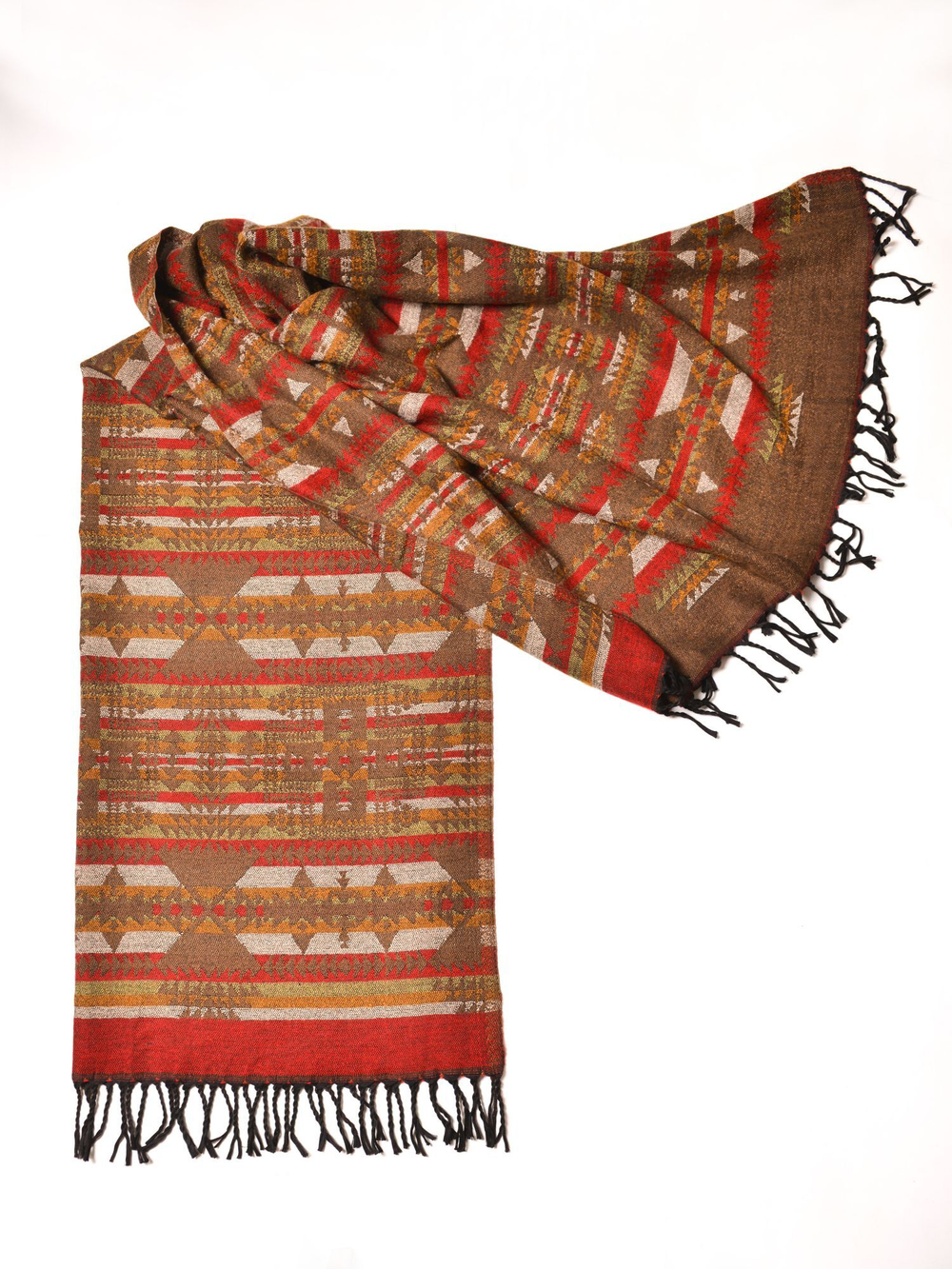 Шарф теплый с индейским орнаментом
