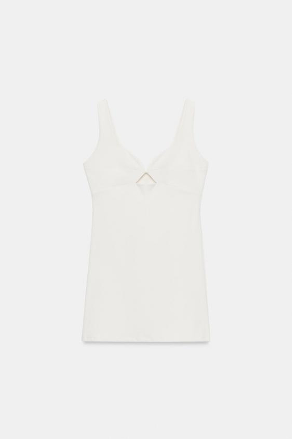 ZARA КОРОТКОЕ ПЛАТЬЕ С ВЫРЕЗАМИ, ЖЕЛТОВАТО-БЕЛЫЙ