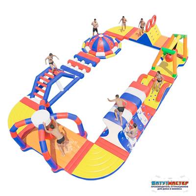 Коммерческий надувной аквапарк для бизнеса «Остров смеха» 14,5×8×2,5 м