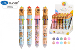 Авторучка 10 цв. детская "Капибара" цветной корпус с рисунком, ассорти 8900-2 (Basir) (Комплект 36шт.)