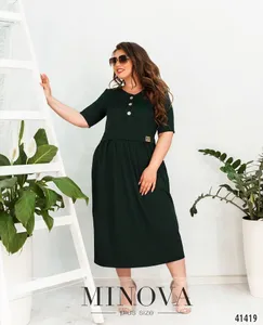 Платье 140-1-темно-зеленый Minova