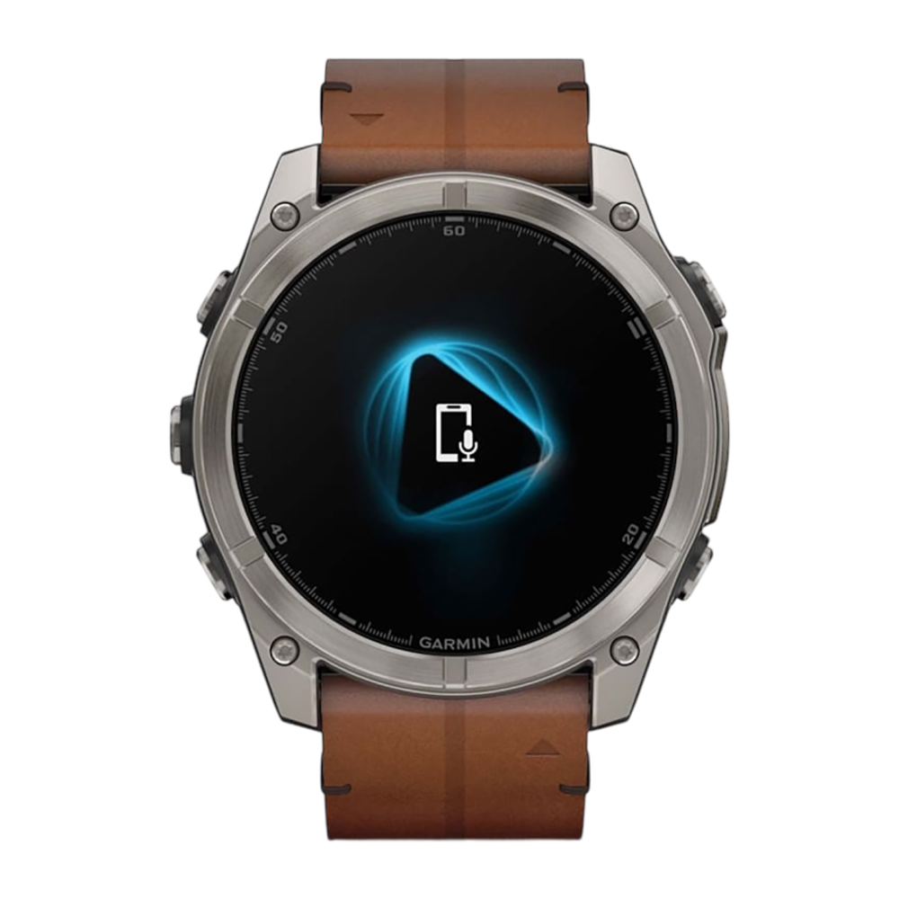 Спортивные часы Garmin fenix 8, 51 мм, AMOLED, каштановый кожаный ремешок, силиконовый ремешок цвета чёрный/«серая галька» Безель из титана, AMOLED-дисплей. Кожаный ремешок и силиконовый ремешок с классическими застёжками — на запястье обхватом 135–213 мм