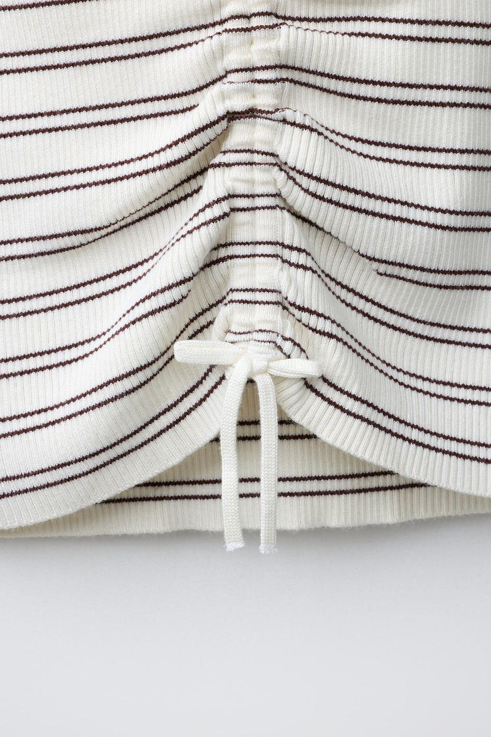 ZARA ТРИКОТАЖНЫЙ ТОП В РУБЧИК СО СБОРКАМИ, ПОЛОСКИ