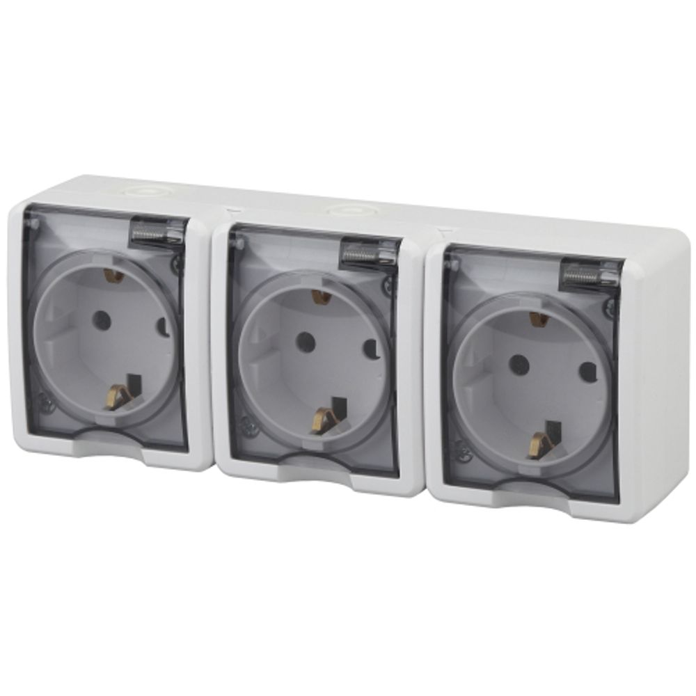 11-2406-01 ЭРА Розетка 3х2P+E IP54, шторки, 16A-250В, ОУ, белый | Эра Эксперт
