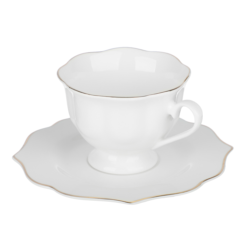 Набор чайный 2 пр., 175мл, MILLIMI, Лаура с золотой отводкой, фарфор