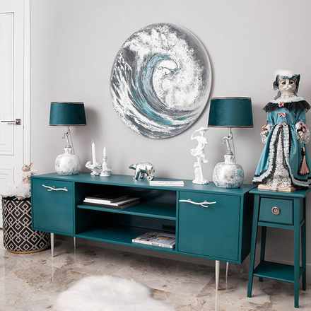 Тумба под ТВ Арт Колор matte 155см Стайл Сильвер Зеленый бирюзовый матовый