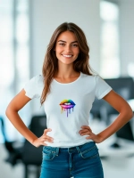 Футболка больших размеров с принтом губы