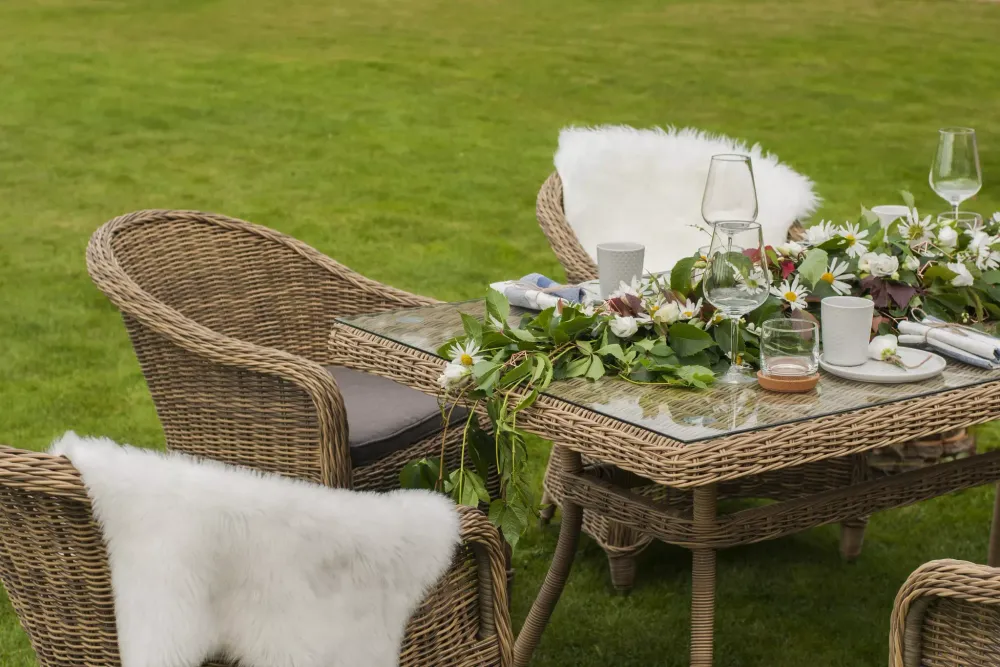 "Эспрессо" обеденная группа плетеная, цвет соломенный