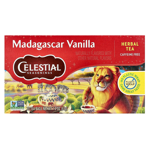 Celestial Seasonings, Herbal Tea, мадагаскарская ваниль, без кофеина, 20 чайных пакетиков, 43 г (1,5 унции)